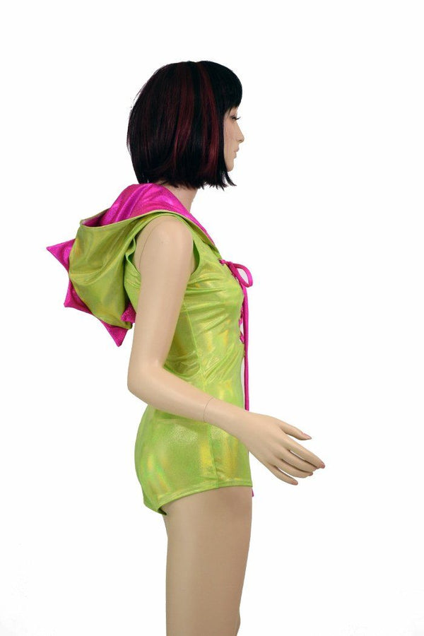 Green & Pink Lace Up Dragon Romper - 5