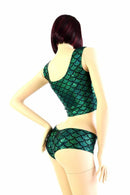 Green Scale Tank Crop & Cheekies Set - Coquetry Clothing