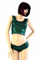 Green Scale Tank Crop & Cheekies Set - Coquetry Clothing