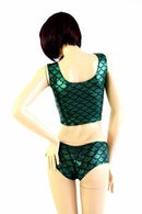 Green Scale Tank Crop & Cheekies Set - Coquetry Clothing