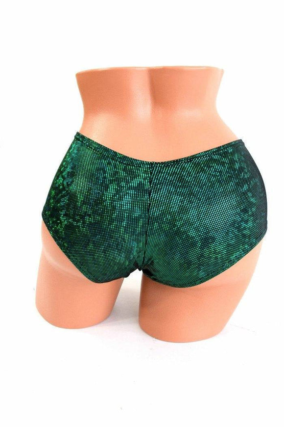 Green Shattered Glass Ultra Cheeky Booty Shorts - Coquetry Clothing