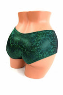 Green Shattered Glass Ultra Cheeky Booty Shorts - Coquetry Clothing
