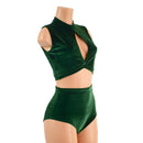 Green Velvet 2PC Keyhole Top and Siren Shorts Set - Coquetry Clothing