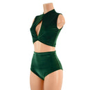 Green Velvet 2PC Keyhole Top and Siren Shorts Set - Coquetry Clothing