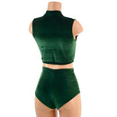 Green Velvet 2PC Keyhole Top and Siren Shorts Set - Coquetry Clothing