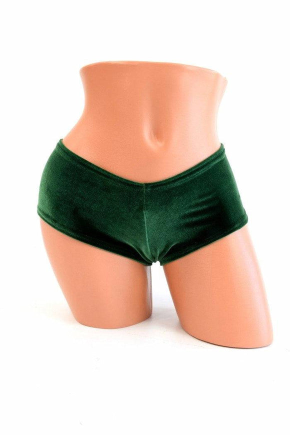Green Velvet Cheeky Booty Shorts - Coquetry Clothing
