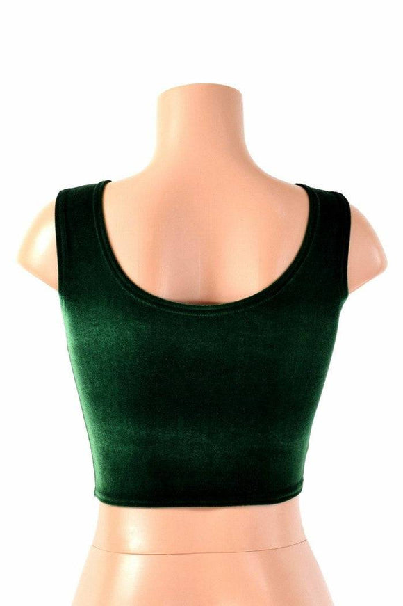 Green Velvet Crop Top - Coquetry Clothing