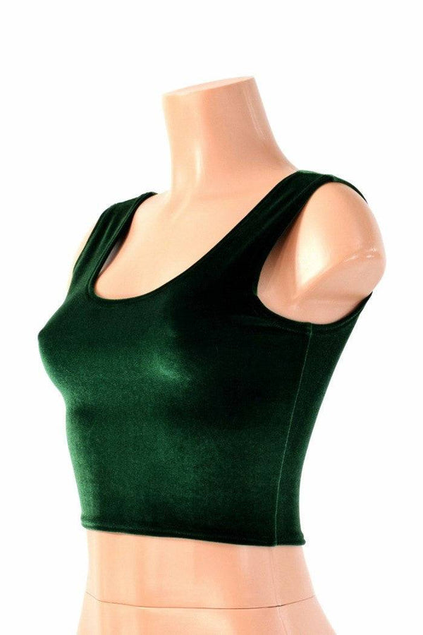 Green Velvet Crop Top - 1