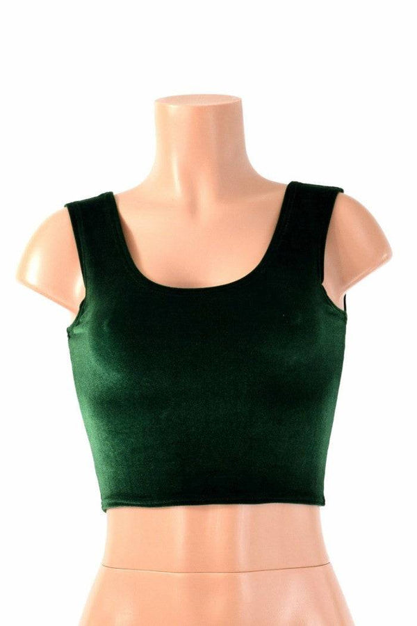 Green Velvet Crop Top - 2