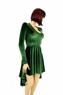 Green Velvet Hi Lo Skater Dress - Coquetry Clothing