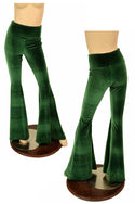 Green Velvet High Waist Solar Flares - 1