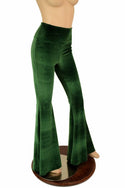 Green Velvet High Waist Solar Flares - 3