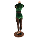 Green Velvet Keyhole & Mesh Catsuit with Mesh Legs - Coquetry Clothing