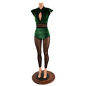 Green Velvet Keyhole & Mesh Catsuit with Mesh Legs - 2