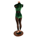 Green Velvet Keyhole & Mesh Catsuit with Mesh Legs - 4