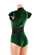 Green Velvet Keyhole & Mesh Romper - 4