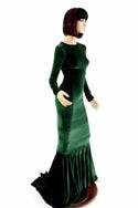 Ready to Ship Green Velvet Long Sleeve Gown Small - 4