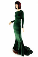 Ready to Ship Green Velvet Long Sleeve Gown Small - 1