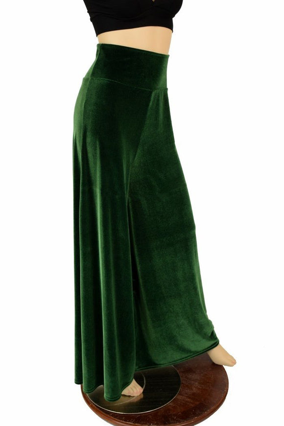 Green Velvet Wide Leg Pants - Coquetry Clothing