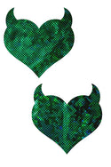 Green Kaleidoscope Devil Heart Pasties - 1
