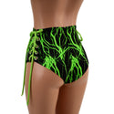 Neon Green Lightning Lace Up Siren Shorts - 3