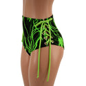 Neon Green Lightning Lace Up Siren Shorts - 2
