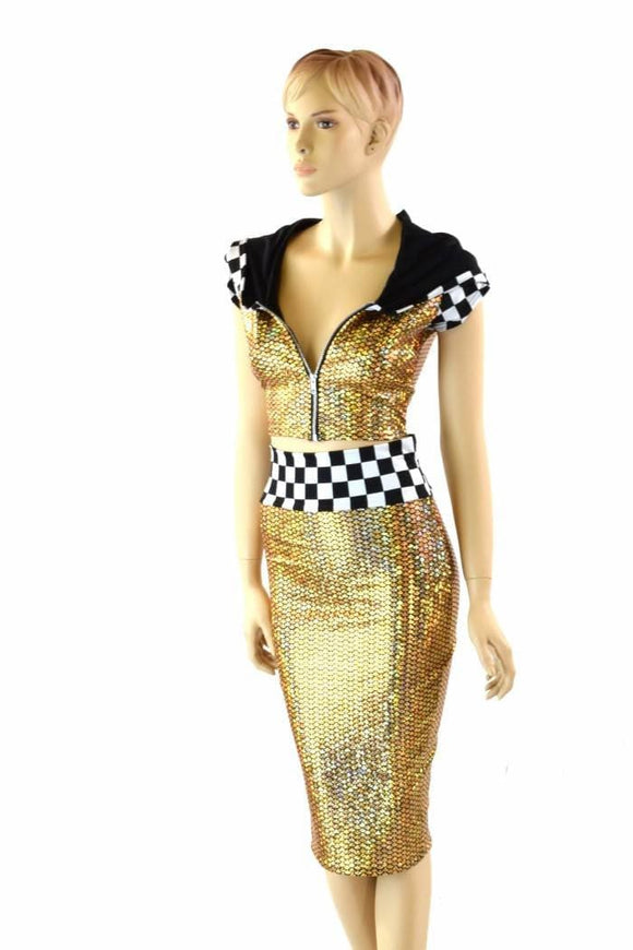 Grid Girl Pencil Skirt Set - Coquetry Clothing