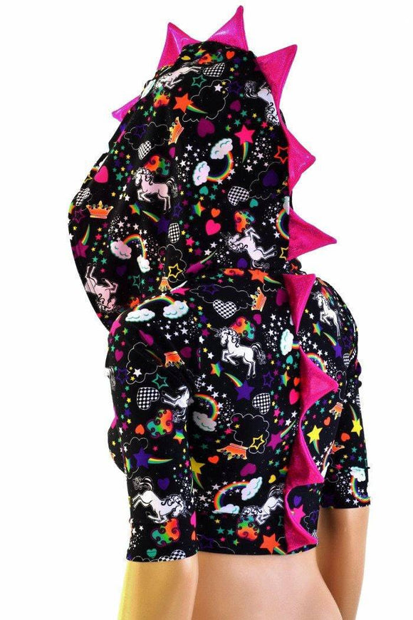 Half Sleeve Dragon Zipper Front Crop Top - Coquetry Clothing