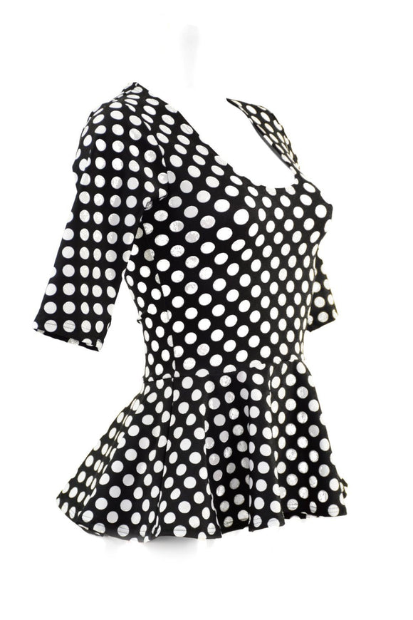 Half Sleeve Scoop Neck Peplum Top - Coquetry Clothing