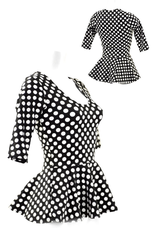 Half Sleeve Scoop Neck Peplum Top - Coquetry Clothing