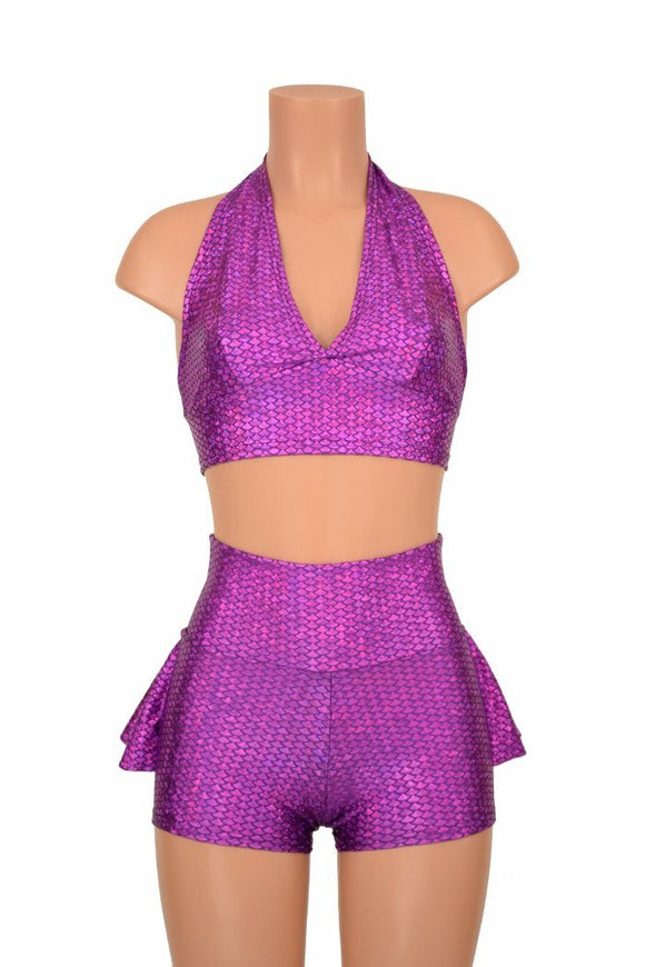 Halter & Ruffle Rump Shorts Set - Coquetry Clothing