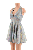Halter Skater Dress in Prism Holographic - Coquetry Clothing