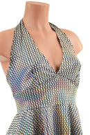Halter Skater Dress in Prism Holographic - Coquetry Clothing