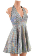 Halter Skater Dress in Prism Holographic - Coquetry Clothing
