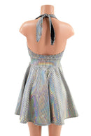 Halter Skater Dress in Prism Holographic - Coquetry Clothing