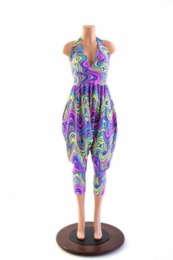 Halter Top Drop Crotch Harem Jumpsuit - 5