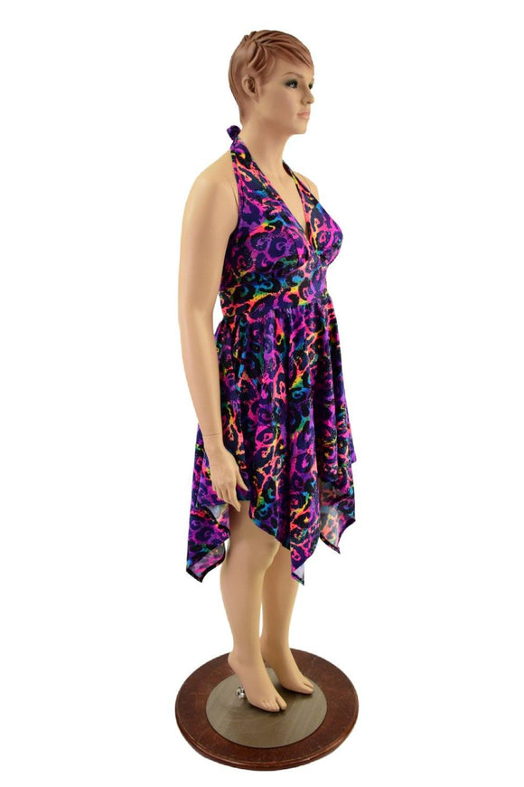 Handkerchief Halter Dress in Rainbow Leopard - Coquetry Clothing