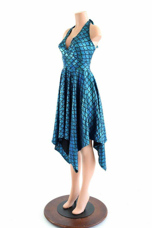 Handkerchief Hemline Mermaid Halter Dress - Coquetry Clothing