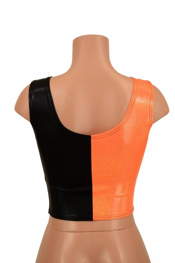 Harlequin Black & Orange Tank Crop - Coquetry Clothing
