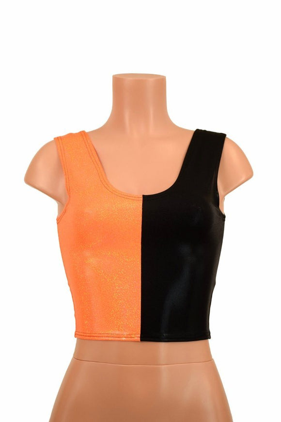Harlequin Black & Orange Tank Crop - Coquetry Clothing