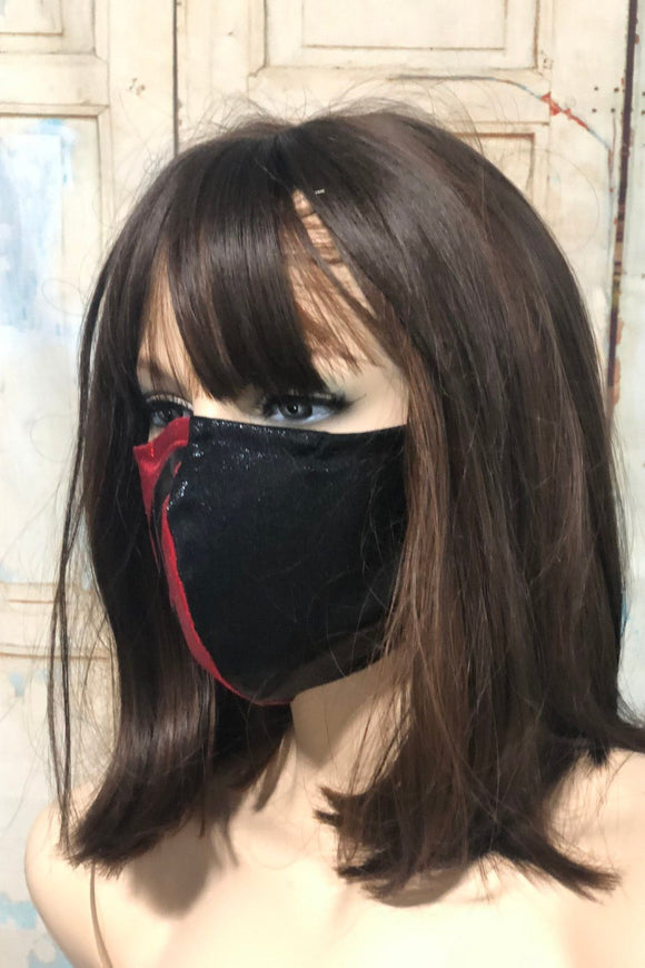 Harlequin Red and Black Face Mask with Diamonds - Coquetry Clothing