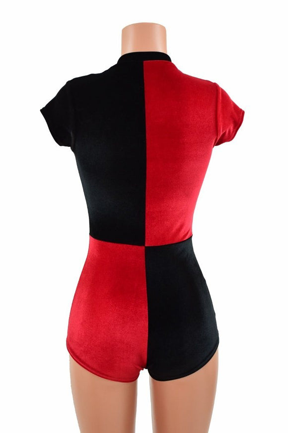 Harlequin Red and Black Romper - Coquetry Clothing
