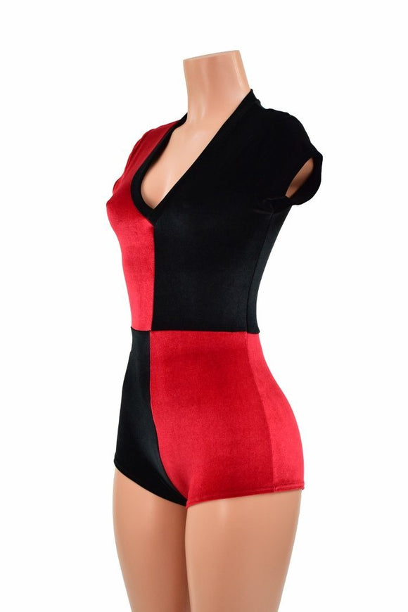 Harlequin Red and Black Romper - Coquetry Clothing