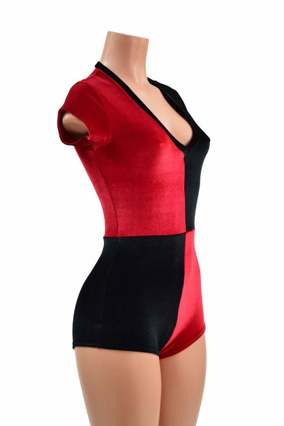 Harlequin Red and Black Romper - Coquetry Clothing