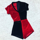 Harlequin Red and Black Romper - Coquetry Clothing