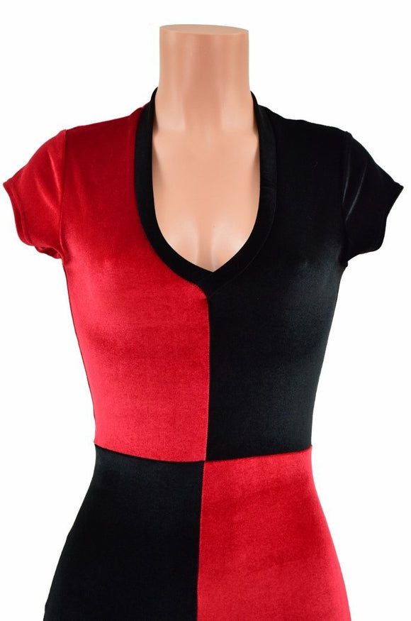 Harlequin Red and Black Romper - Coquetry Clothing