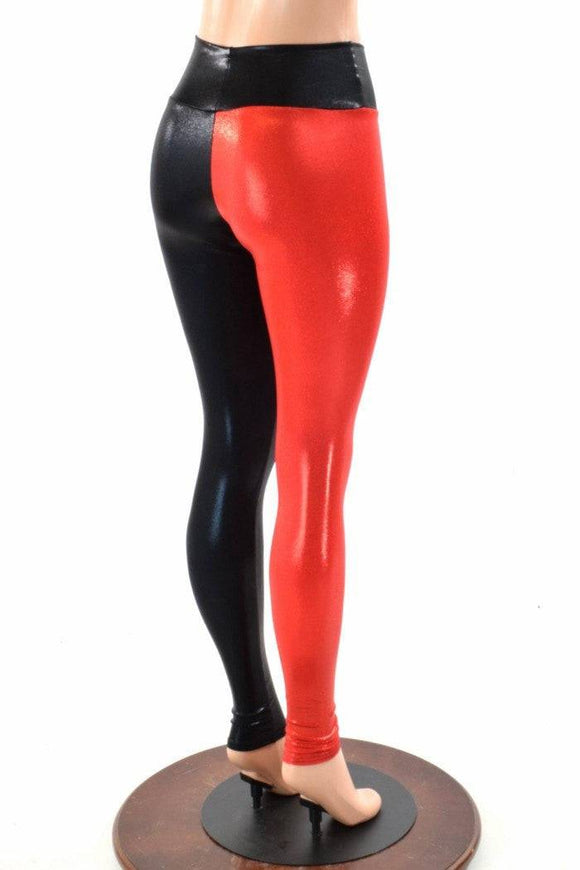 Harlequin Red & Black High Waist Leggings - Coquetry Clothing