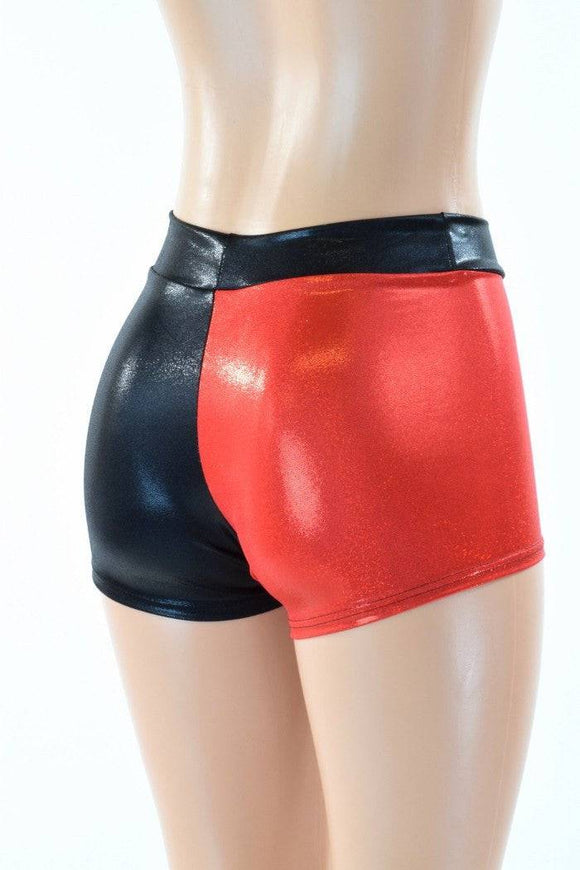 Harlequin Red & Black Mid Rise Shorts - Coquetry Clothing