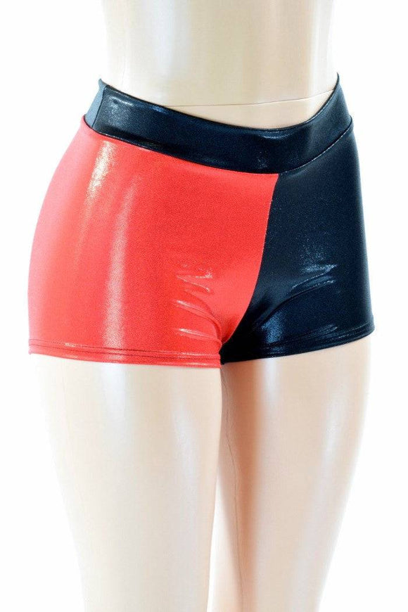 Harlequin Red & Black Mid Rise Shorts - Coquetry Clothing