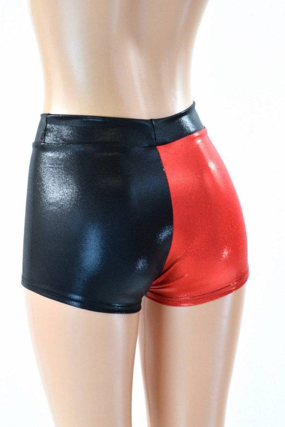Harlequin Red & Black Mid Rise Shorts - Coquetry Clothing